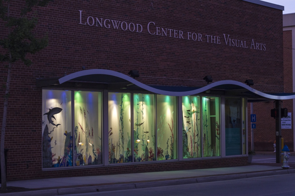 Longwood Center for Visual Arts (LCVA) at night