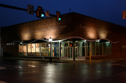 Longwood Center for the Visual Arts (LCVA) at night